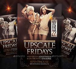 周五豪华派对传单模板：Upscale Fridays Flyer + FB Cover
